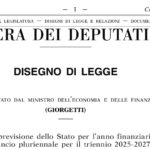 Bilancio di previsione dello Stato per l’anno finanziario 2025e bilancio pluriennale per il triennio 2025-2027